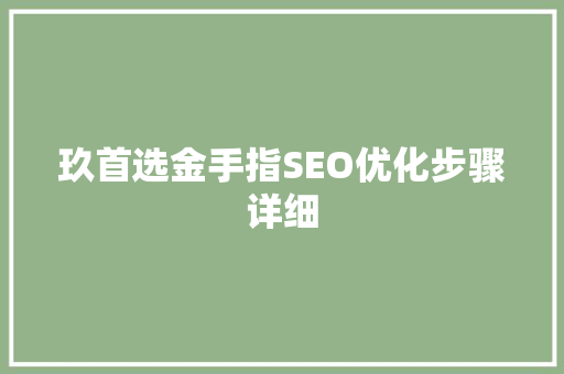 玖首选金手指SEO优化步骤详细