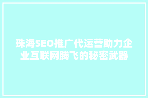 珠海SEO推广代运营助力企业互联网腾飞的秘密武器