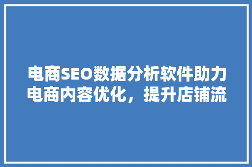 电商SEO数据分析软件助力电商内容优化，提升店铺流量与转化率