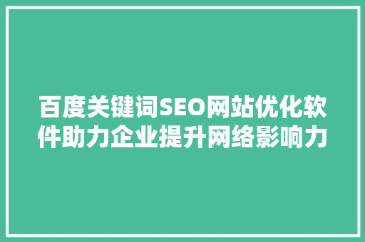 百度关键词SEO网站优化软件助力企业提升网络影响力