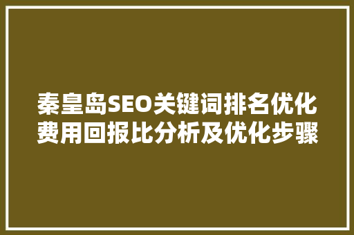 秦皇岛SEO关键词排名优化费用回报比分析及优化步骤