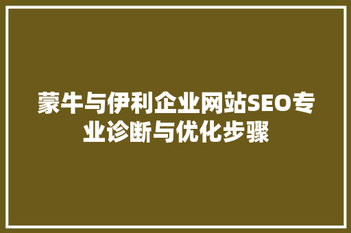 蒙牛与伊利企业网站SEO专业诊断与优化步骤