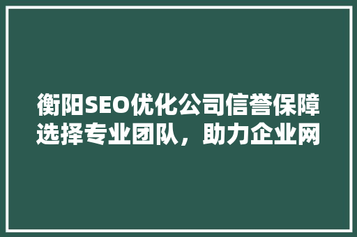 衡阳SEO优化公司信誉保障选择专业团队，助力企业网络营销腾飞
