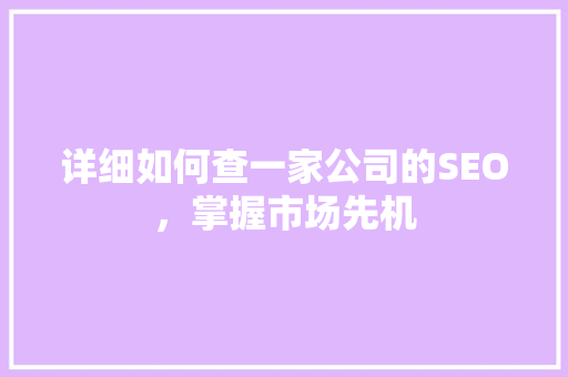 详细如何查一家公司的SEO，掌握市场先机