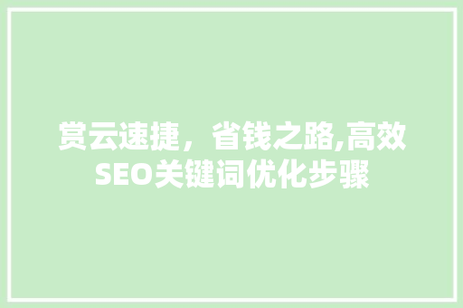 赏云速捷，省钱之路,高效SEO关键词优化步骤