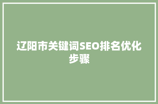 辽阳市关键词SEO排名优化步骤