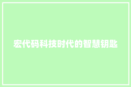 宏代码科技时代的智慧钥匙