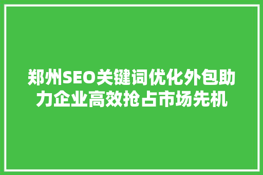 郑州SEO关键词优化外包助力企业高效抢占市场先机