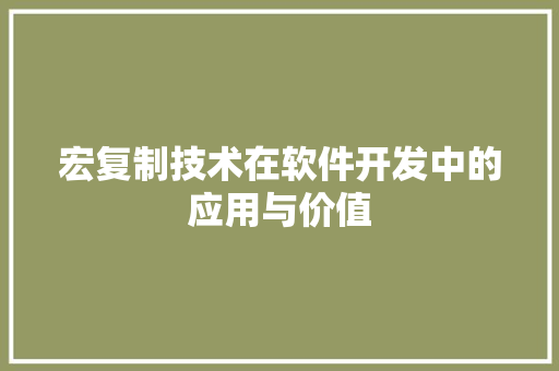 宏复制技术在软件开发中的应用与价值