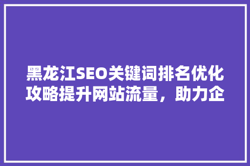 黑龙江SEO关键词排名优化攻略提升网站流量，助力企业腾飞