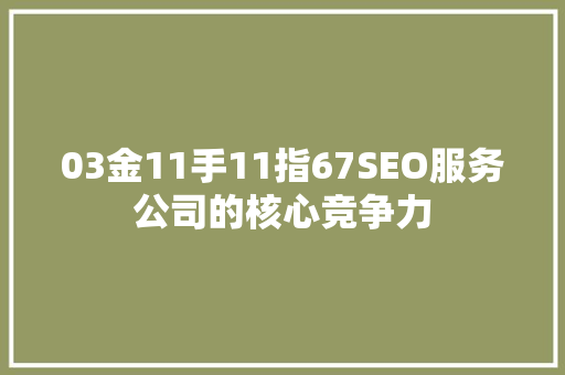 03金11手11指67SEO服务公司的核心竞争力