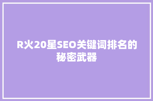 R火20星SEO关键词排名的秘密武器