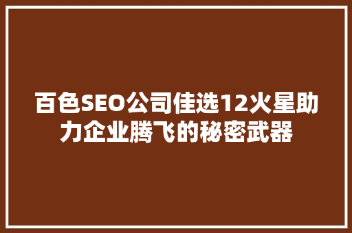 百色SEO公司佳选12火星助力企业腾飞的秘密武器
