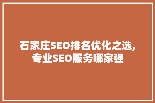 石家庄SEO排名优化之选,专业SEO服务哪家强  第1张