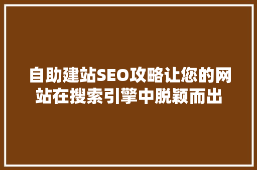 自助建站SEO攻略让您的网站在搜索引擎中脱颖而出  第1张