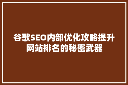 谷歌SEO内部优化攻略提升网站排名的秘密武器