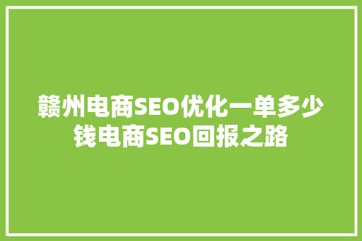 赣州电商SEO优化一单多少钱电商SEO回报之路  第1张