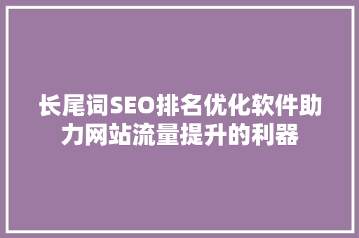 长尾词SEO排名优化软件助力网站流量提升的利器