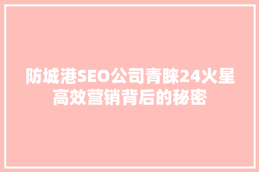 防城港SEO公司青睐24火星高效营销背后的秘密
