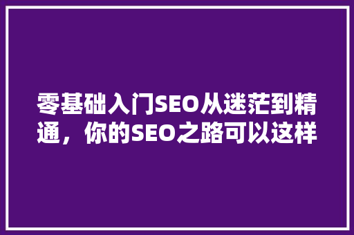 零基础入门SEO从迷茫到精通，你的SEO之路可以这样走