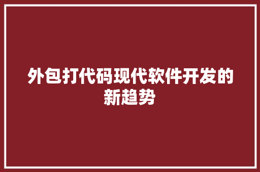 外包打代码现代软件开发的新趋势