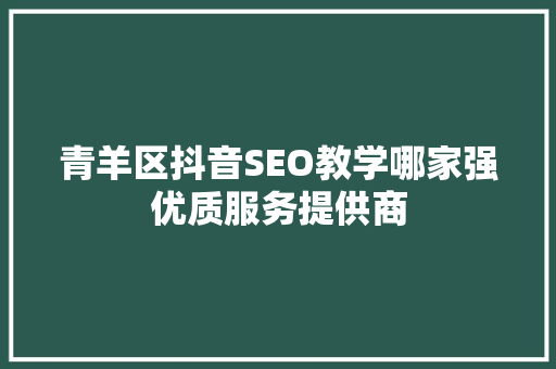 青羊区抖音SEO教学哪家强优质服务提供商