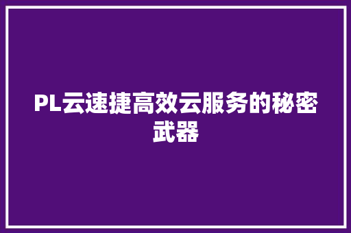 PL云速捷高效云服务的秘密武器