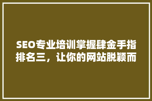 SEO专业培训掌握肆金手指排名三，让你的网站脱颖而出