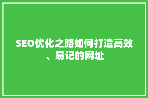 SEO优化之路如何打造高效、易记的网址