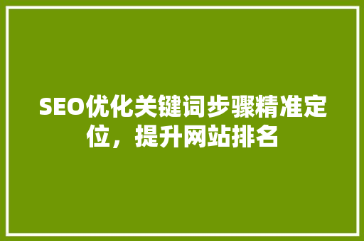 SEO优化关键词步骤精准定位，提升网站排名