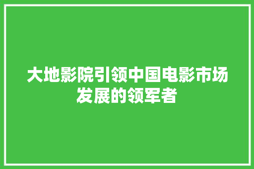 大地影院引领中国电影市场发展的领军者