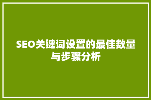 SEO关键词设置的最佳数量与步骤分析