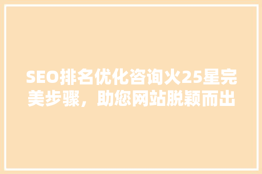 SEO排名优化咨询火25星完美步骤，助您网站脱颖而出
