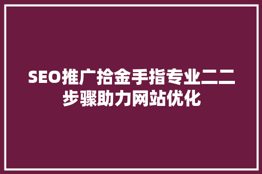SEO推广拾金手指专业二二步骤助力网站优化