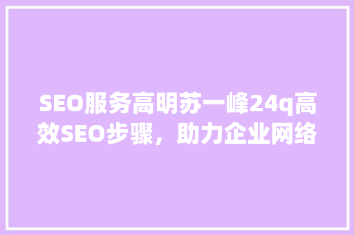SEO服务高明苏一峰24q高效SEO步骤，助力企业网络营销腾飞