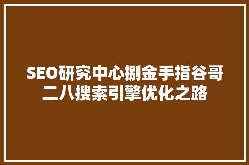 SEO研究中心捌金手指谷哥二八搜索引擎优化之路