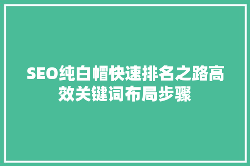 SEO纯白帽快速排名之路高效关键词布局步骤