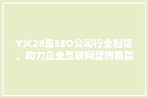 Y火28星SEO公司行业翘楚，助力企业互联网营销新篇章