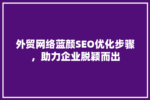 外贸网络蓝颜SEO优化步骤，助力企业脱颖而出