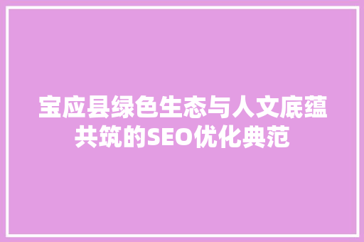 宝应县绿色生态与人文底蕴共筑的SEO优化典范