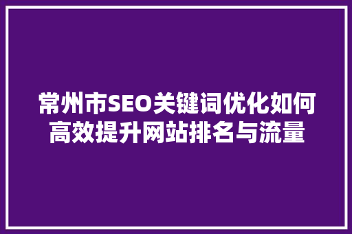 常州市SEO关键词优化如何高效提升网站排名与流量