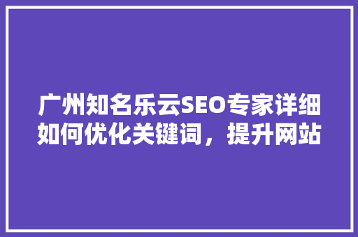 广州知名乐云SEO专家详细如何优化关键词，提升网站排名