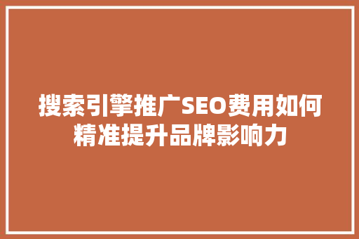 搜索引擎推广SEO费用如何精准提升品牌影响力