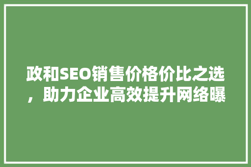 政和SEO销售价格价比之选，助力企业高效提升网络曝光