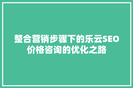 整合营销步骤下的乐云SEO价格咨询的优化之路