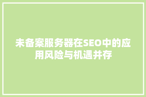 未备案服务器在SEO中的应用风险与机遇并存