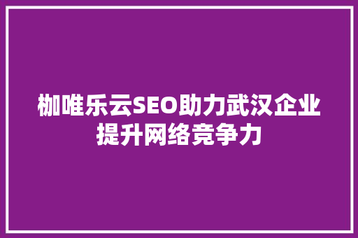 枷唯乐云SEO助力武汉企业提升网络竞争力