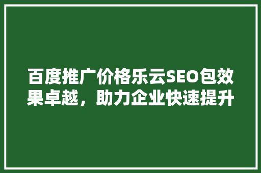 百度推广价格乐云SEO包效果卓越，助力企业快速提升品牌知名度