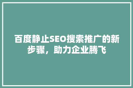 百度静止SEO搜索推广的新步骤，助力企业腾飞