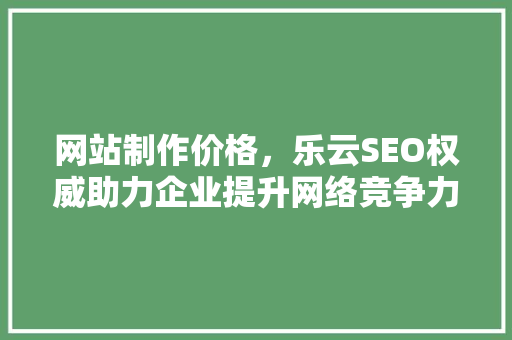 网站制作价格，乐云SEO权威助力企业提升网络竞争力